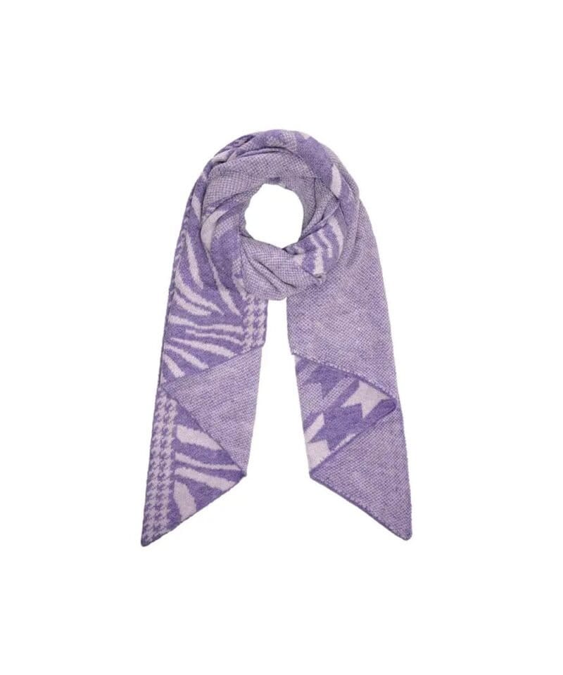Paarse Combi Print Wintersjaal paarse lila beige tijger print winter sjaals omslagdoeken yehwang kopen bestellen detail