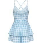 Playsuit Blue Summer-blauwe-blauw-korte-jumpsuit-witte strepen dames-kleding-festival-fashion-v-hals-kopen achter-Photoroom