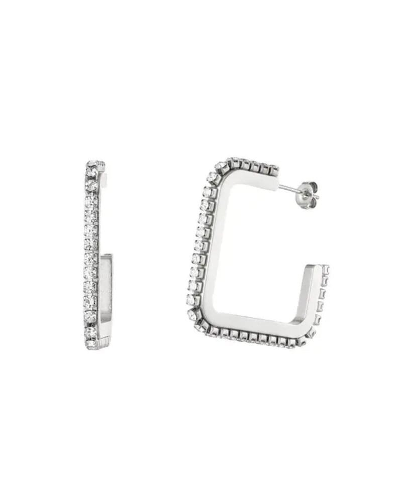 RVS Oorbellen Square -zilver-zilveren-vierkanten-waterbestendige-oorbellen-earring-ZIrkoon-zirkonen-stenen-