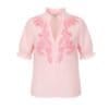 Roze Blouse Pink Blossem roze dames hemden roze geborduurde bloemen katoen blouses trendy kleding bestellen-Photoroom