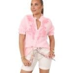 Roze Blouse Pink Blossem roze dames hemden roze geborduurde bloemen katoen blouses trendy kleding kopen bestellen-Photoroom