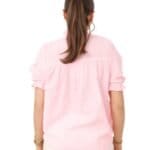 Wit Hemd Boho Pink witte dames hemden blouses met geborduurde roze details katoenen zomer kleding kopen bestellen achter-Photoroom