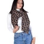 Sjaal Fancy Print zwart zwarte camel trendy warme sjaals omslagdoeken winteraccessoires kopen bestellen-Photoroom