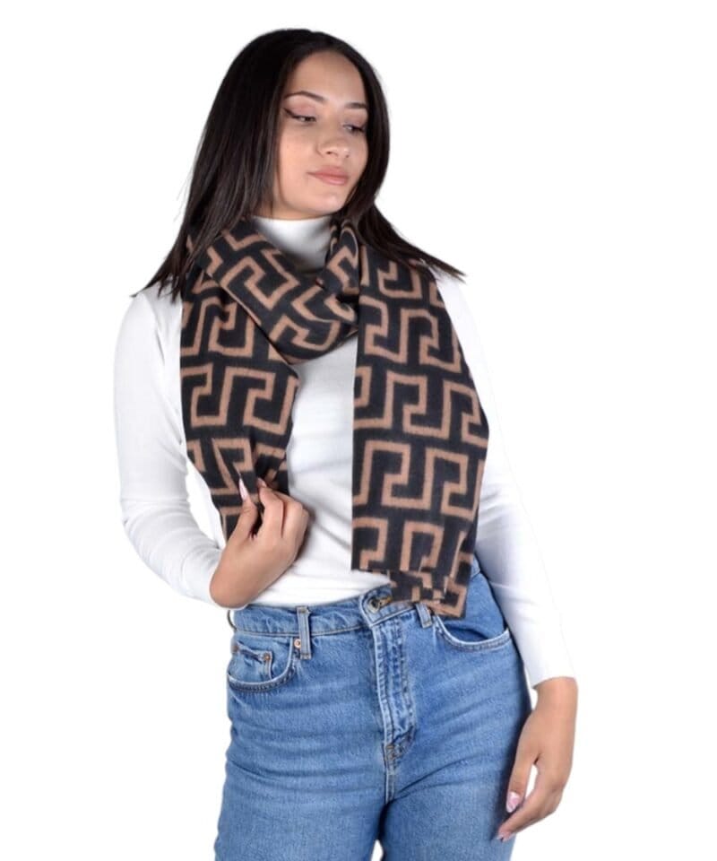Sjaal Fancy Print zwart zwarte camel trendy warme sjaals omslagdoeken winteraccessoires kopen bestellen-Photoroom