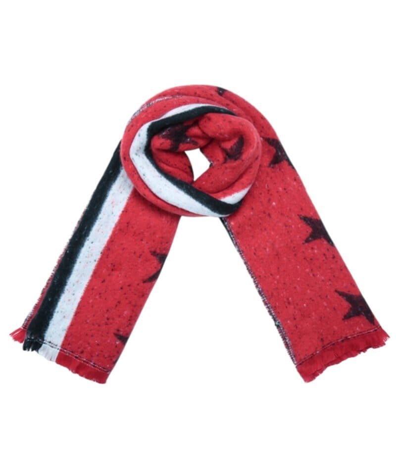 Sjaal Stripes Stars-rood-rode-lange-warme-dikke-dames-sjaals-zwarte-sterren-en-strepen-kopen-Photoroom