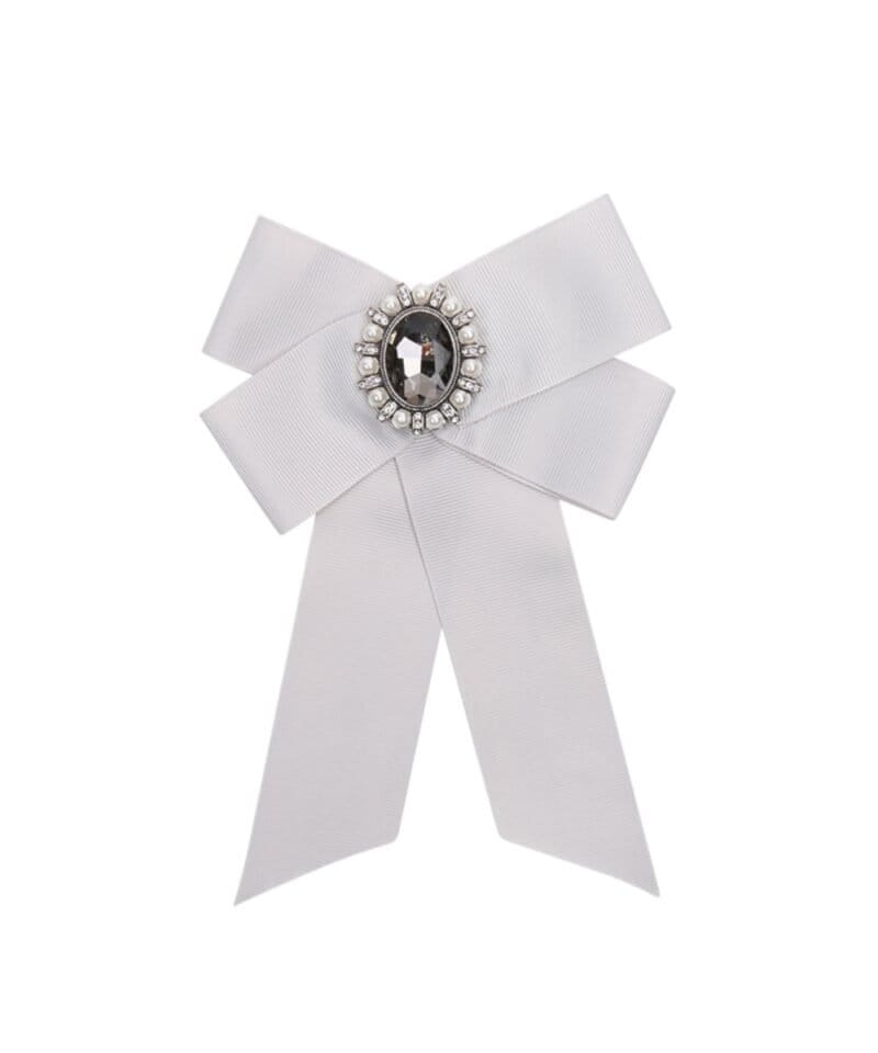 Strikdas Baroque Broche Choker-Bow-Tie-Baroque-Broche-licht-grijs-grijs-kraagjes-hemd-details-dames-dassen-stropdassen-gray-musthave-fashion-kopen-Photoroom
