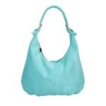 Suede Schoudertas Briana turquoise zacht suede goud beslag trendy dames tassen kopen bestellen