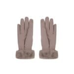 Taupe gewatteerde handschoenen Bont Taupe dames handschoen warm winter accessoires yehwang kopen bestellen achter