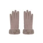 Taupe gewatteerde handschoenen Bont Taupe dames handschoen warm winter accessoires yehwang kopen bestellen1