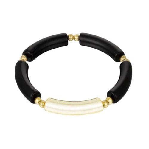 Tube Armband Gold Black-Gold-zwarte-stenen-goud-dames-armbanden-leuk-gekleurde-sieraden-kopen-bestellen