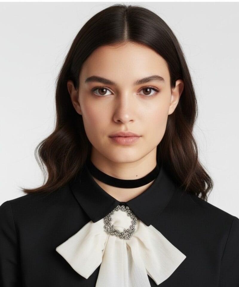 Vlinderdas Bow Tie Broche off white wit vlinderdas model