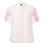 Wit Hemd Boho Pink witte dames hemden blouses met geborduurde roze details katoenen zomer kleding bestellen -Photoroom
