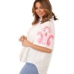 Wit Hemd Boho Pink witte dames hemden blouses met geborduurde roze details katoenen zomer kleding kopen bestellen zij-Photoroom