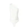 Witte Bodystocking One Shoulder wit glanzende body dames trendy sexy yehwang kleding kopen bestellen-Photoroom