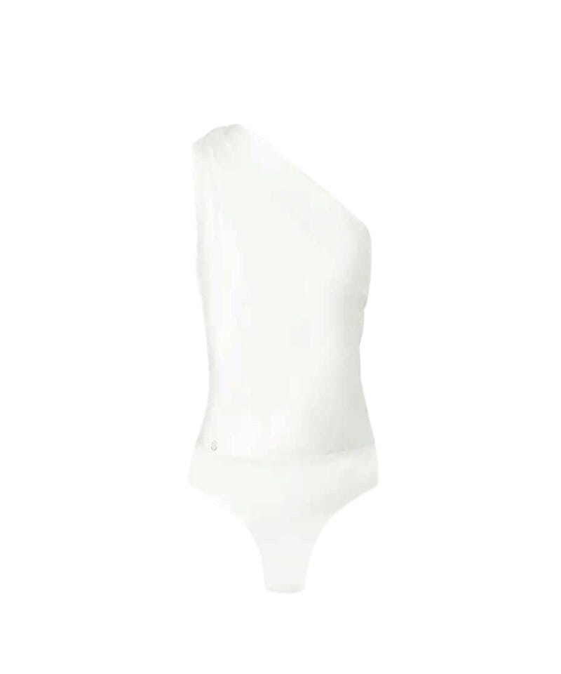 Witte Bodystocking One Shoulder wit glanzende body dames trendy sexy yehwang kleding kopen bestellen-Photoroom