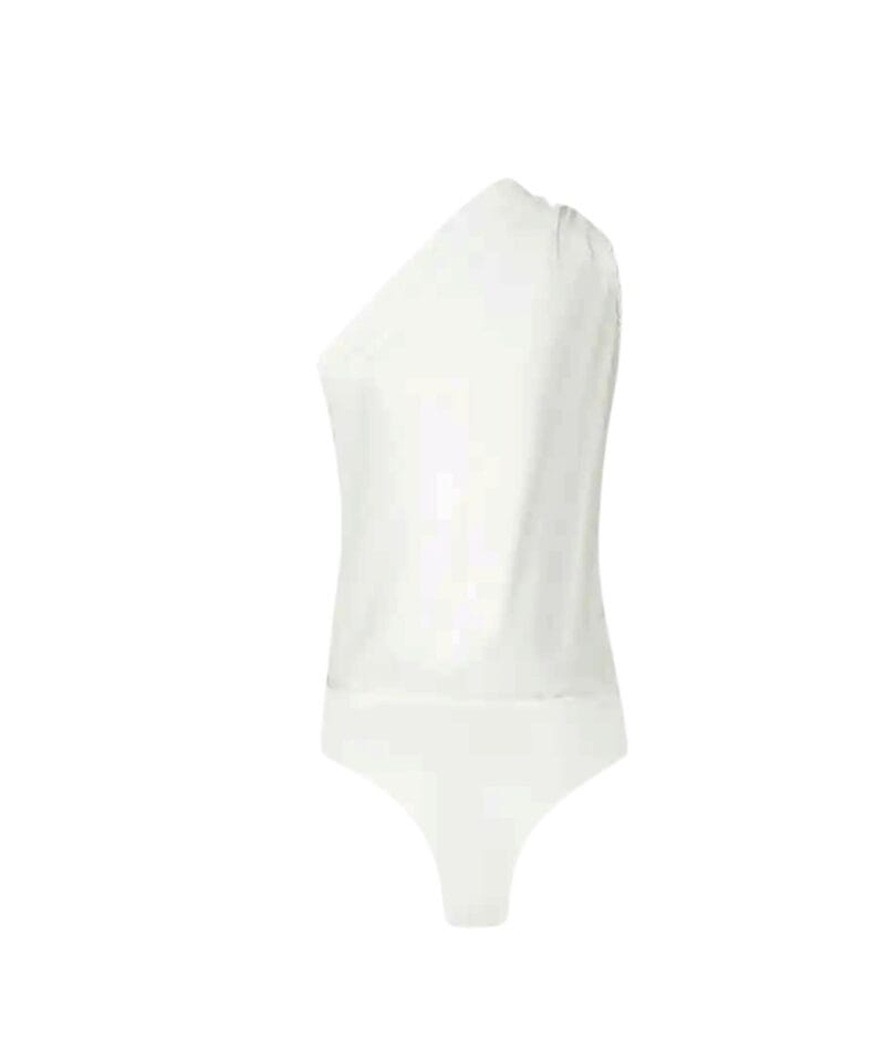 Witte Bodystocking One Shoulder wit glanzende body dames trendy sexy yehwang kleding kopen bestellen achter-Photoroom