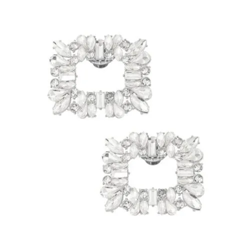 Zilveren-Schoenenclips Glamorous-Met-Kristal-Steentjes-Trendy-Schoenaccessoires-Luxe-zilveren-Accessoires-voor-Je-Pumps-details-