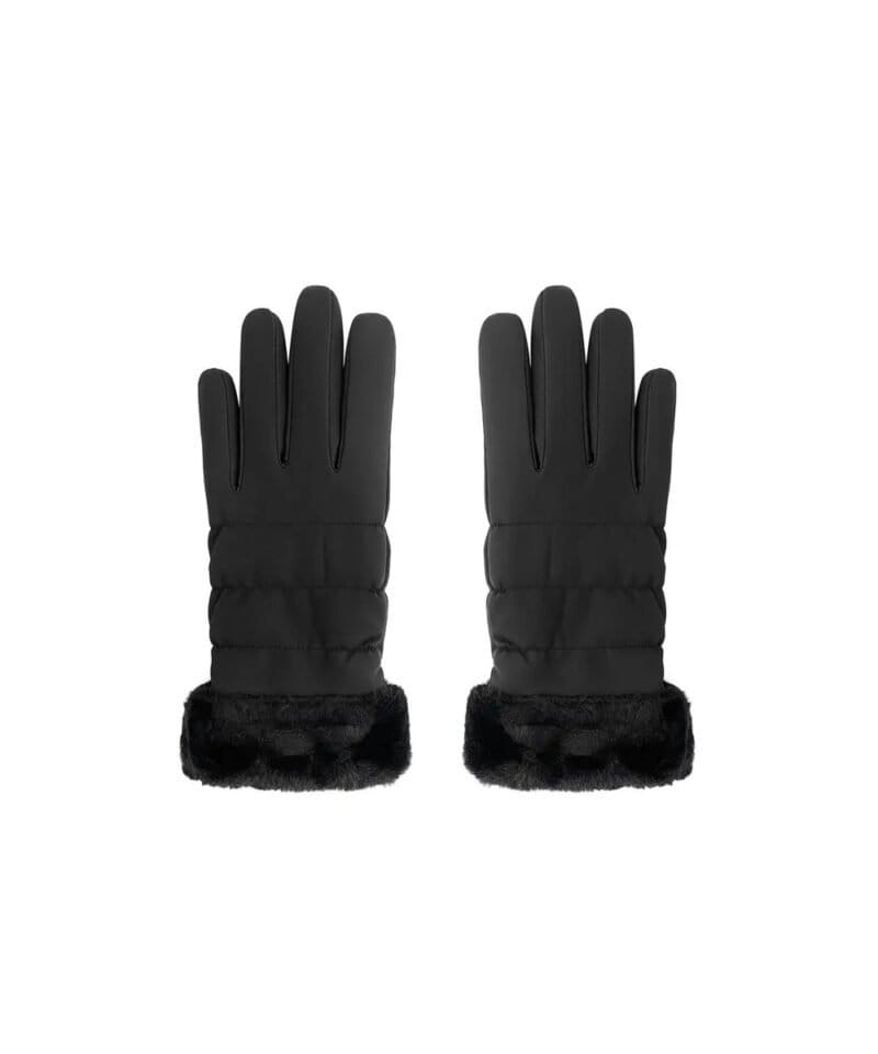Zwart gewatteerde handschoenen Bont Zwart dames handschoen warm winter accessoires yehwang kopen bestellen