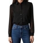 Zwarte Blouse Polka Dots trendy doorzichtige dames blouses hemden kopen bestellen suzy milly merk -Photoroom
