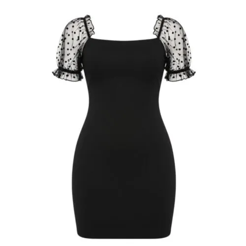Zwarte-Jurk-Polka-Dot-Mouwtjes-zwart-dames-jurkjes-doorzichtige-mouwtjes--Photoroom