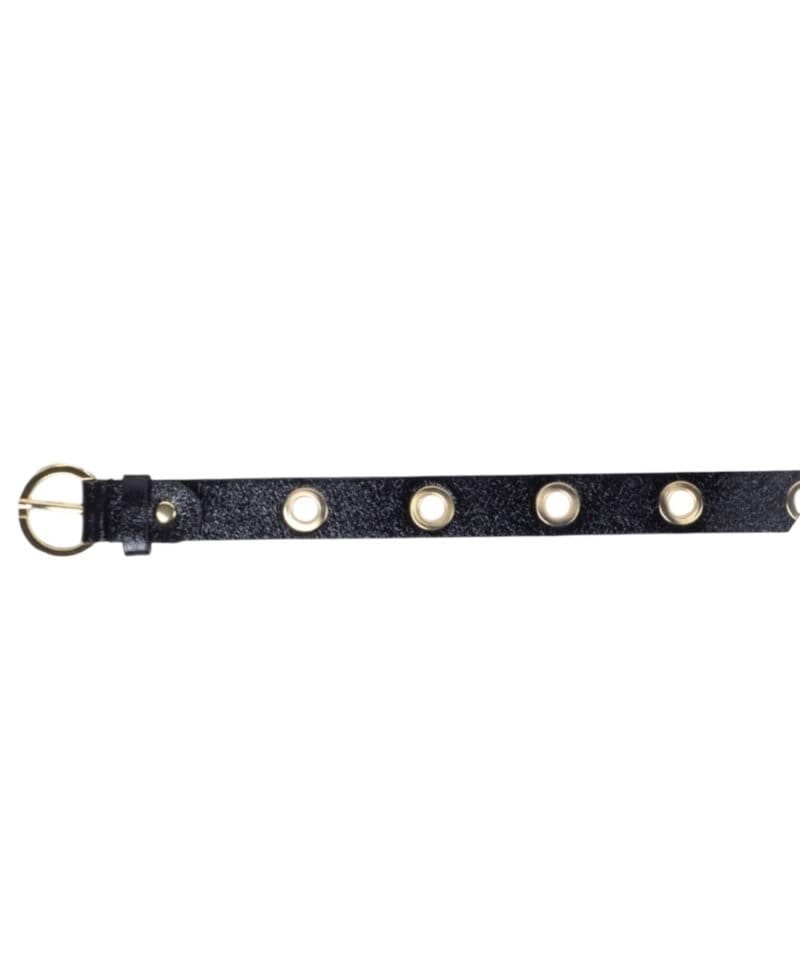 Zwarte Leren Riem Eyelets MetallicMetallic zwart-zwarte dames-riemen-gouden-metalen-eyelets-fashion-trendy-riemen-kopen-bestellen-Photoroom