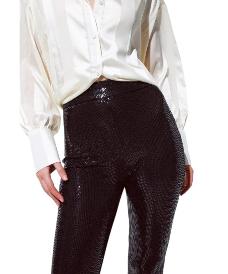 Zwarte Lovertjes Broek zwart stretch broeken leggings rechte pijpen party pants fashion kopen bestellen detail-Photoroom