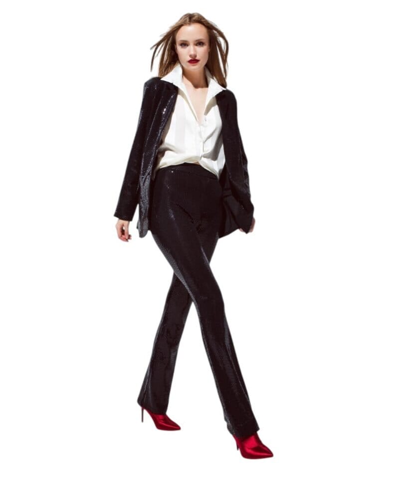 Zwarte Lovertjes Broek zwart stretch broeken leggings rechte pijpen party pants fashion kopen bestellen party-Photoroom