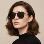Zwarte Zonnebril Lumi zwart zonnebrillen gouden details sunglasses brillen zomer kopen bestellen model