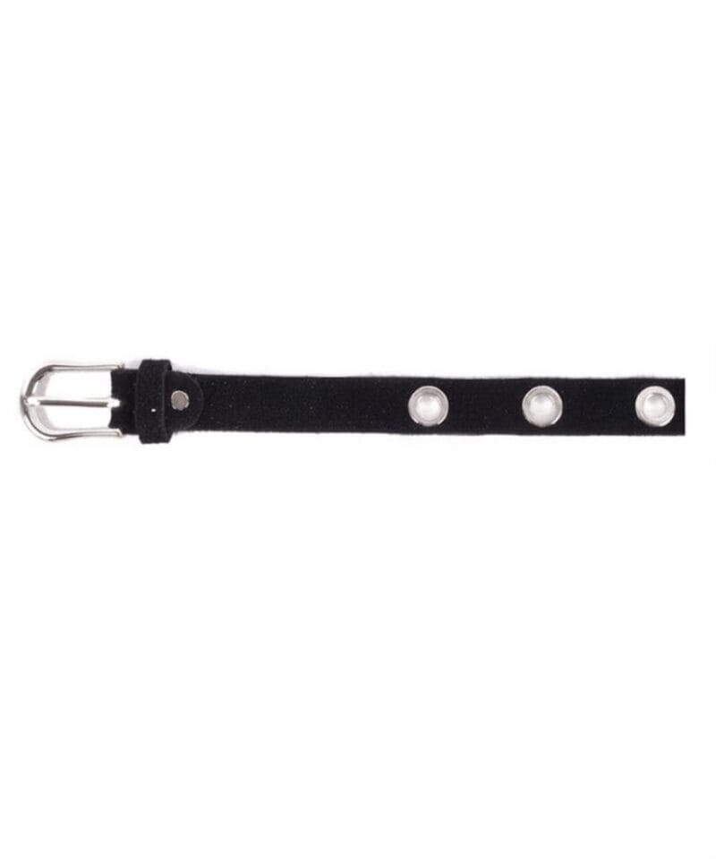 Zwarte leren Riem eyelets zilveren oogjes zwart leer leren suede gouden eyelets riemen dames accessoires kopen bestellen