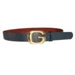 blauwe Leren RIem Gouden G blauw Gesp leer chique dames riemen grote goud gesp kopen bestellen1