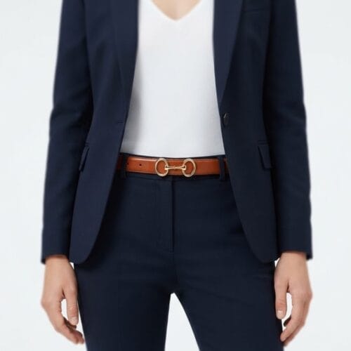 cognac Leren Riem Horse Bit cognac leder leer riemen ceinturen dames dunne trendy accessoires kopen bestellen model