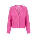 fuchsia Vest Marilou roze pink gehaakt v hals knopen trendy fashion korte vesten cardigans dames kleding kopen bestellen nu-Photoroom