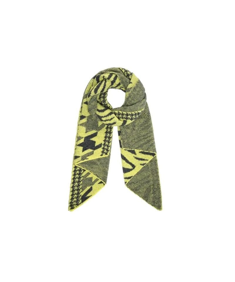 gele Combi Print Wintersjaal geel zwarte tijger print winter sjaals omslagdoeken yehwang kopen bestellen