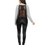 Grijze Trui Lace Back sexy-sweater--