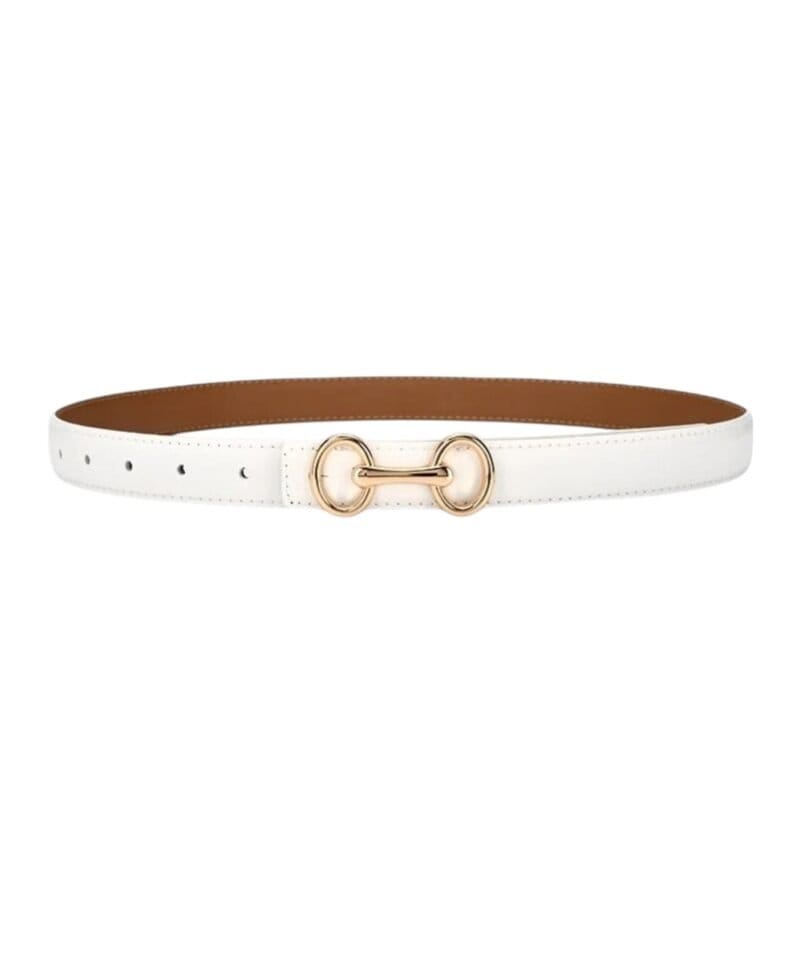 wit Leren Riem Horse Bit witte leder leer riemen ceinturen dames dunne trendy accessoires kopen bestellen 1-Photoroom