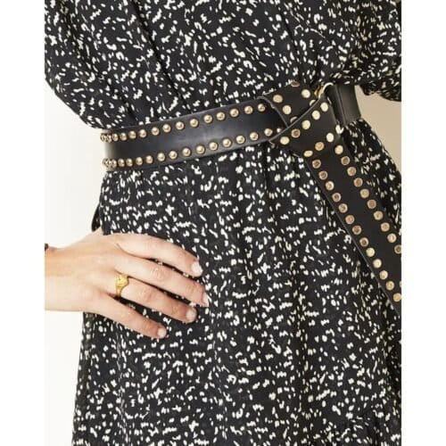 zwarte-Riem-Twisted-Studs-zwart dames riemen gouden studs belt yehwang kopen bestellen dames