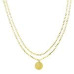 Dubbele-Ketting-La-Reina-goud-gouden-2-schakelkettingen-met-munt-layerd-necklage-online-kettingen-dames-sieraden-kopen