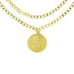 Dubbele-Ketting-La-Reina-goud-gouden-2-schakelkettingen-met-munt-layerd-necklage-online-kettingen-dames-sieraden-kopen-bestellen