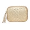 Gouden Geweven Leren Cameratas goud met kwastje trendy chique dames tassen kopen bestellen