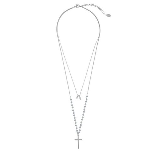 Ketting-Beaded-Cross-zilver-zilveren-dames-ketting-met-grijze-kraaltjes-en-kruis-laagjes-kettingen-necklages-fashion-accessoires