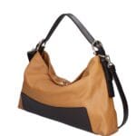 Leren Handtas Jasmine cognac leren schoudertas donker bruin bruine hengsels details zachte ruime leren dames tassen italie kopen zij