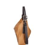 Leren Handtas Jasmine cognac leren schoudertas donker bruin bruine hengsels details zachte ruime leren dames tassen italie kopen zijkant