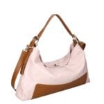 Leren Handtas Jasmine roze leren schoudertas cognac hengsels details zachte ruime leren dames tassen italie kopen voor