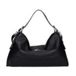 Leren Handtas Jasmine zwart zwarte leren schoudertas hengsels details zachte ruime leren dames tassen italie kopen voor