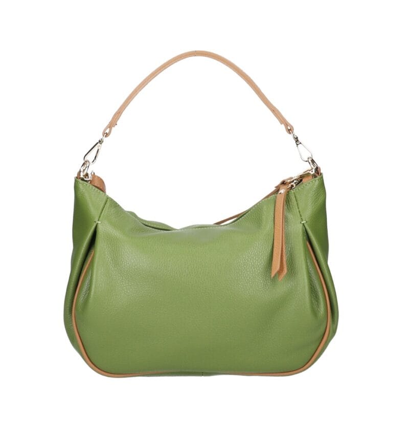 Leren Schoudertas Rosan aloe groen groene ruime zacht leren schoudertas cognad details leder tassen dames kopen bestellen