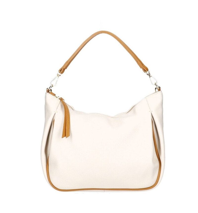 Leren Schoudertas Rosan beige ruime zacht leren schoudertas cognac hengsel details leder tassen dames kopen bestellen