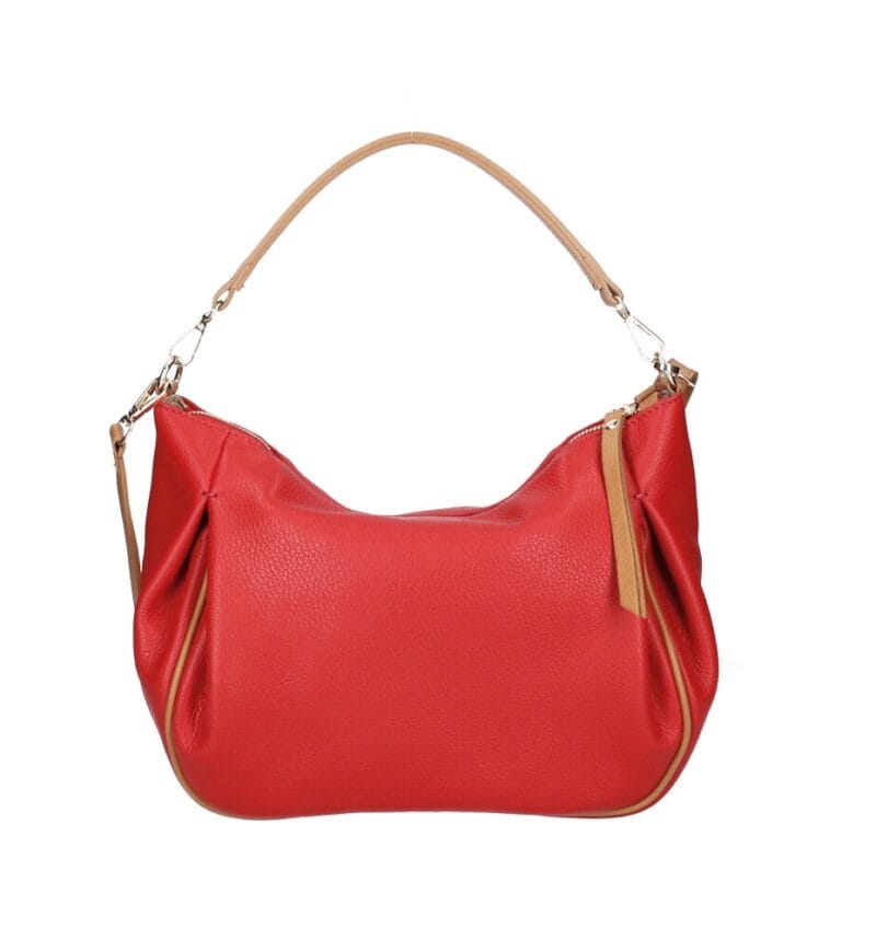 Leren Schoudertas Rosan rood rode ruime zacht leren schoudertas cognad details leder tassen dames kopen bestellen
