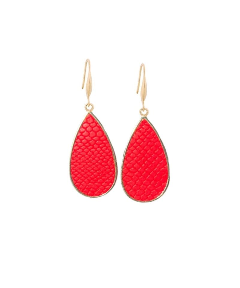 Oorbellen Matte Snake Gouden-Oorbellen-Red-Snake-gouden-dames-oorbellen-met-rode-slangenprint-sieraden-kopen-bestellen