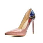 Pumps Glittery Snake-roze-pink-rood-blauwe-multicoller-glans-pumps-hakken-slangenprint-detail-musthave-glitter-heels-fashion-online-kopen