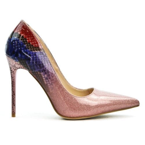 Pumps Glittery Snake-roze-rood-blauwe-multicoller-glans-pumps-hakken-slangenprint-detail-musthave-heels-fashion-online dames schoenen